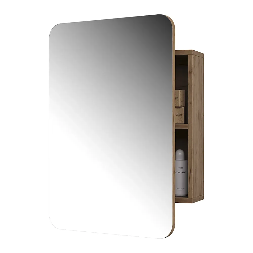 Armoire De Toilette|Vicco Armoire de toilette Chêne de force doré 70x50cm avec des étagères