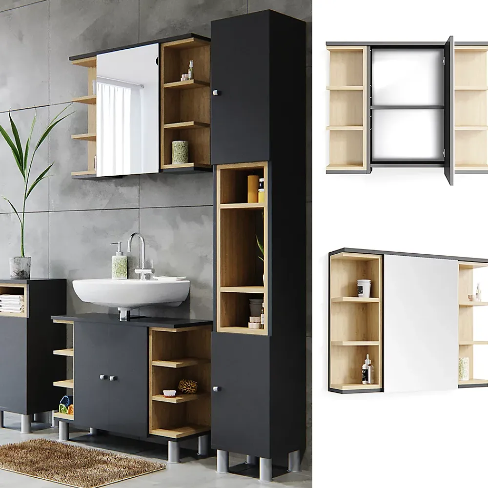 Armoire De Toilette|Vicco Armoire de toilette Anthracite 79.6x64cm