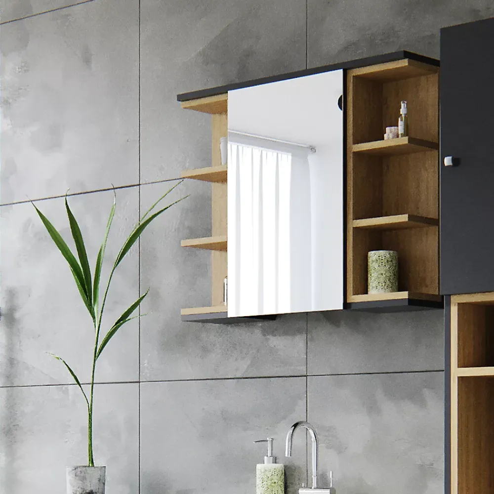 Armoire De Toilette|Vicco Armoire de toilette Anthracite 79.6x64cm