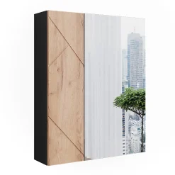 Vicco Armoire de toilette avec miroir Anthracite/chêne doré 60x75cm
