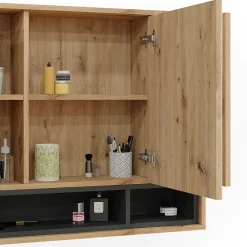 Armoire De Toilette|Vicco Armoire de toilette Chêne Artisan/Anthracite 80x72cm