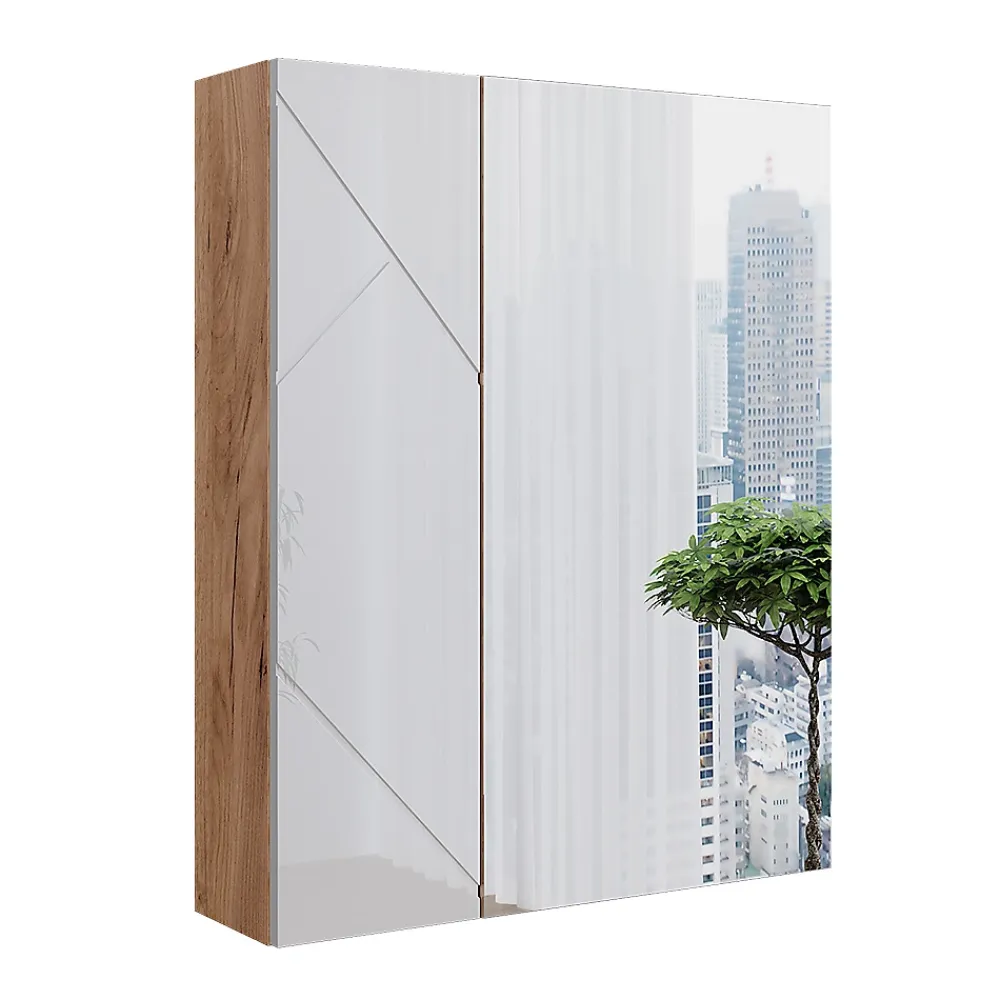 Vicco Armoire de toilette Chêne doré/blanc brillant 60x75cm