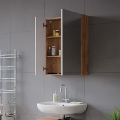 Vicco Armoire de toilette Chêne doré/blanc brillant 60x75cm