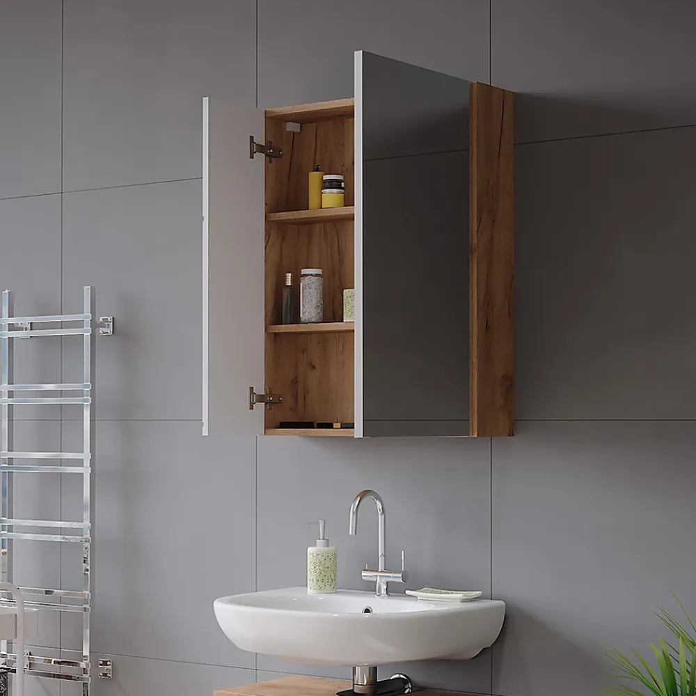 Vicco Armoire de toilette Chêne doré/blanc brillant 60x75cm
