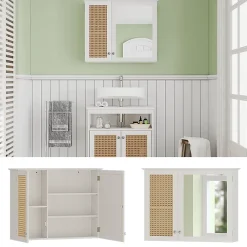 Armoire De Toilette|Vicco Armoire de toilette Blanc 68x49cm avec 2 portes