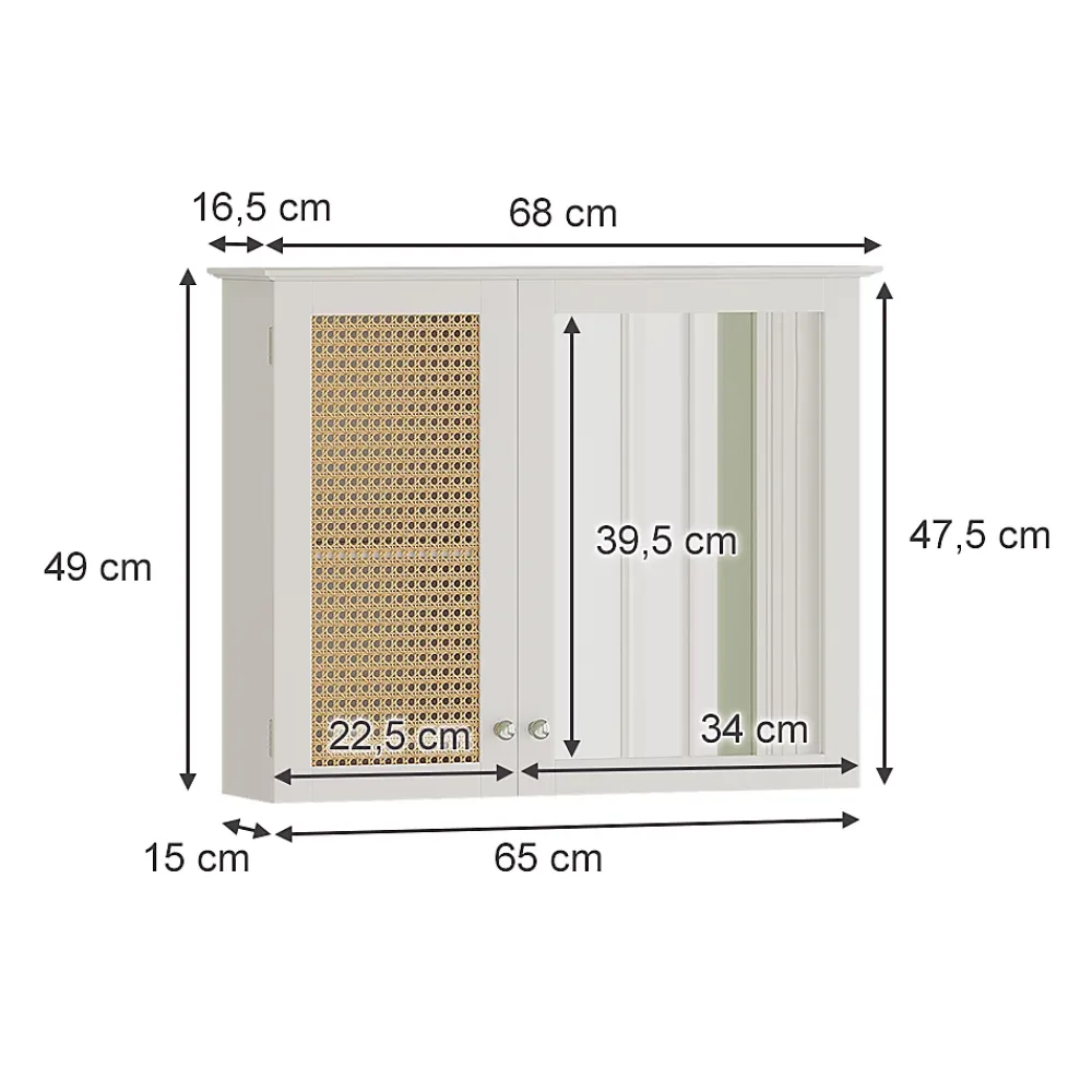 Armoire De Toilette|Vicco Armoire de toilette Blanc 68x49cm avec 2 portes
