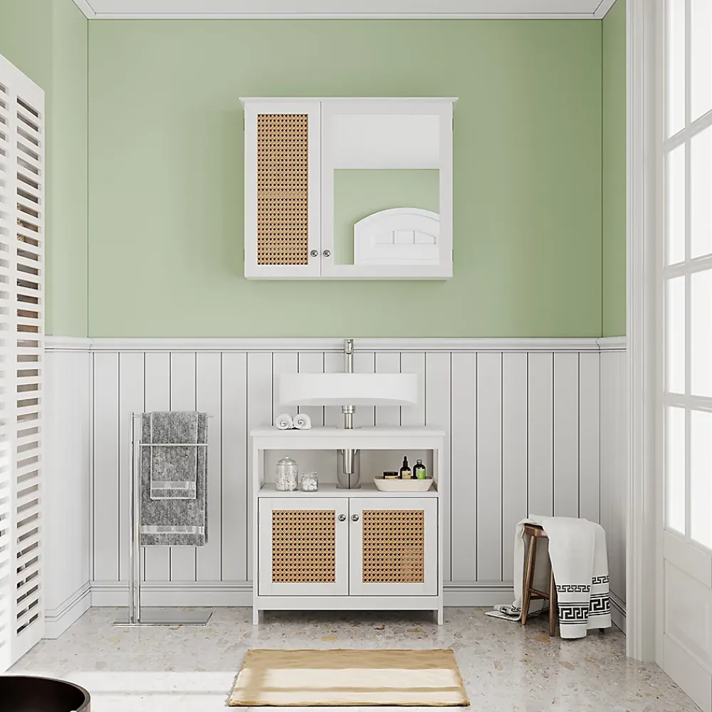 Armoire De Toilette|Vicco Armoire de toilette Blanc 68x49cm avec 2 portes