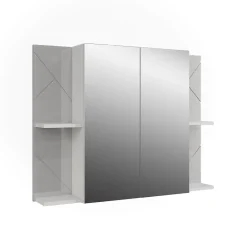 Vicco Armoire de toilette blanc/blanc brillant 100x75cm avec 2 portes