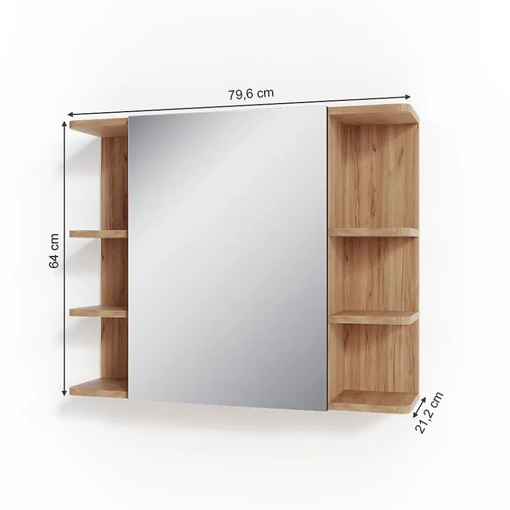 Armoire De Toilette|Vicco Armoire de toilette Chêne de force doré 79.6x64cm