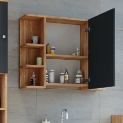 Armoire De Toilette|Vicco Armoire de toilette Chêne de force doré 79.6x64cm