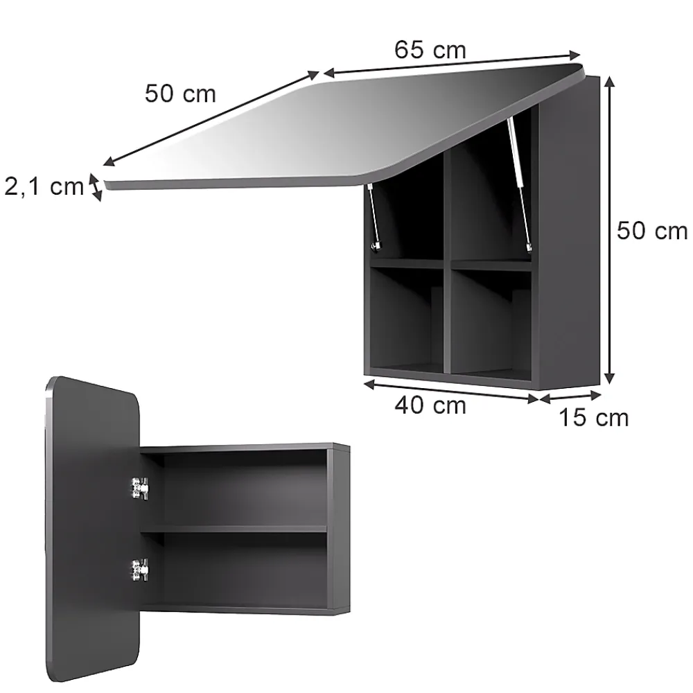 Vicco Armoire de toilette Anthracite 65x50cm avec des étagères