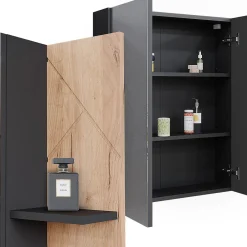 Vicco Armoire de toilette Anthracite/chêne doré 80x75cm