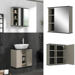 Vicco Armoire de toilette Grège 60x60cm avec miroir
