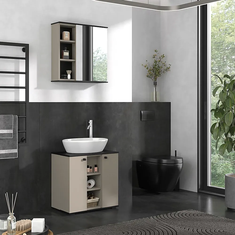 Vicco Armoire de toilette Grège 60x60cm avec miroir
