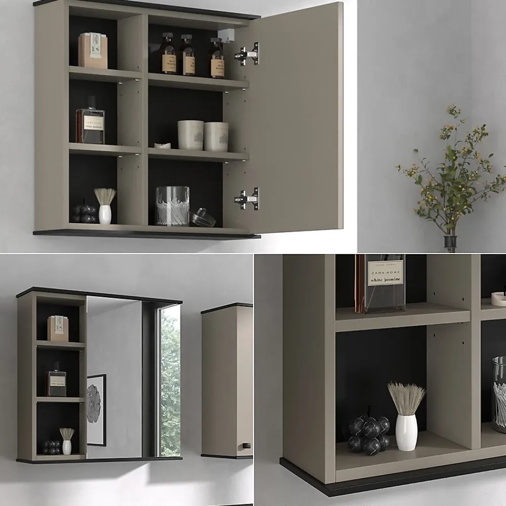 Vicco Armoire de toilette Grège 60x60cm avec miroir