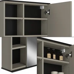 Vicco Armoire de toilette Grège 60x60cm avec miroir