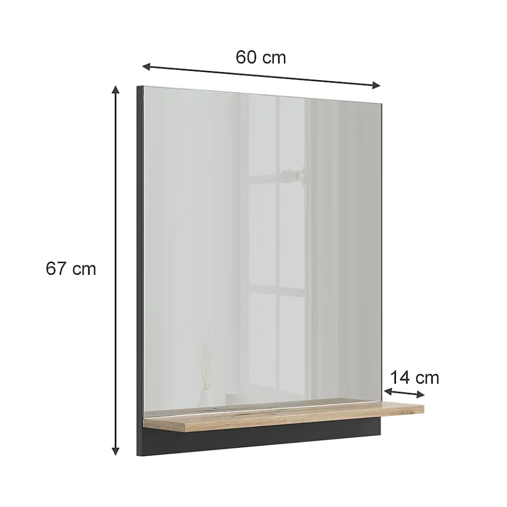 Armoire De Toilette|Vicco Armoire de toilette Anthracite 60x67cm avec étagère