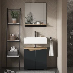 Armoire De Toilette|Vicco Armoire de toilette Anthracite 60x67cm avec étagère
