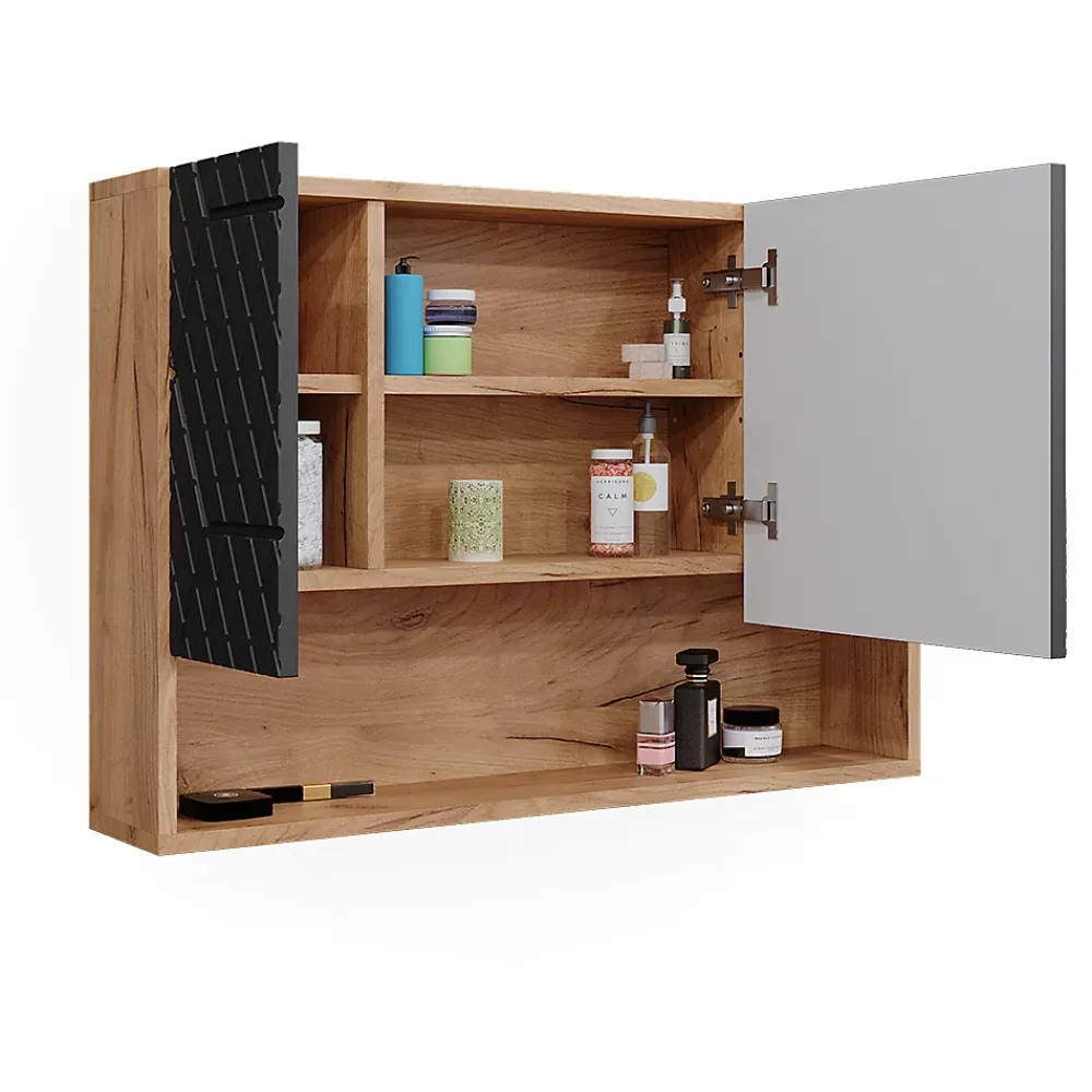 Vicco Armoire de toilette Anthracite avec structure en nid dabeille 80.1x55cm