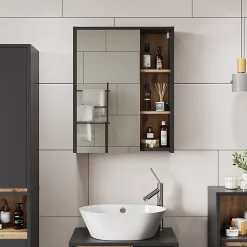 Vicco Armoire de toilette Gris/Artisan 60x75cm avec des étagères ouvertes