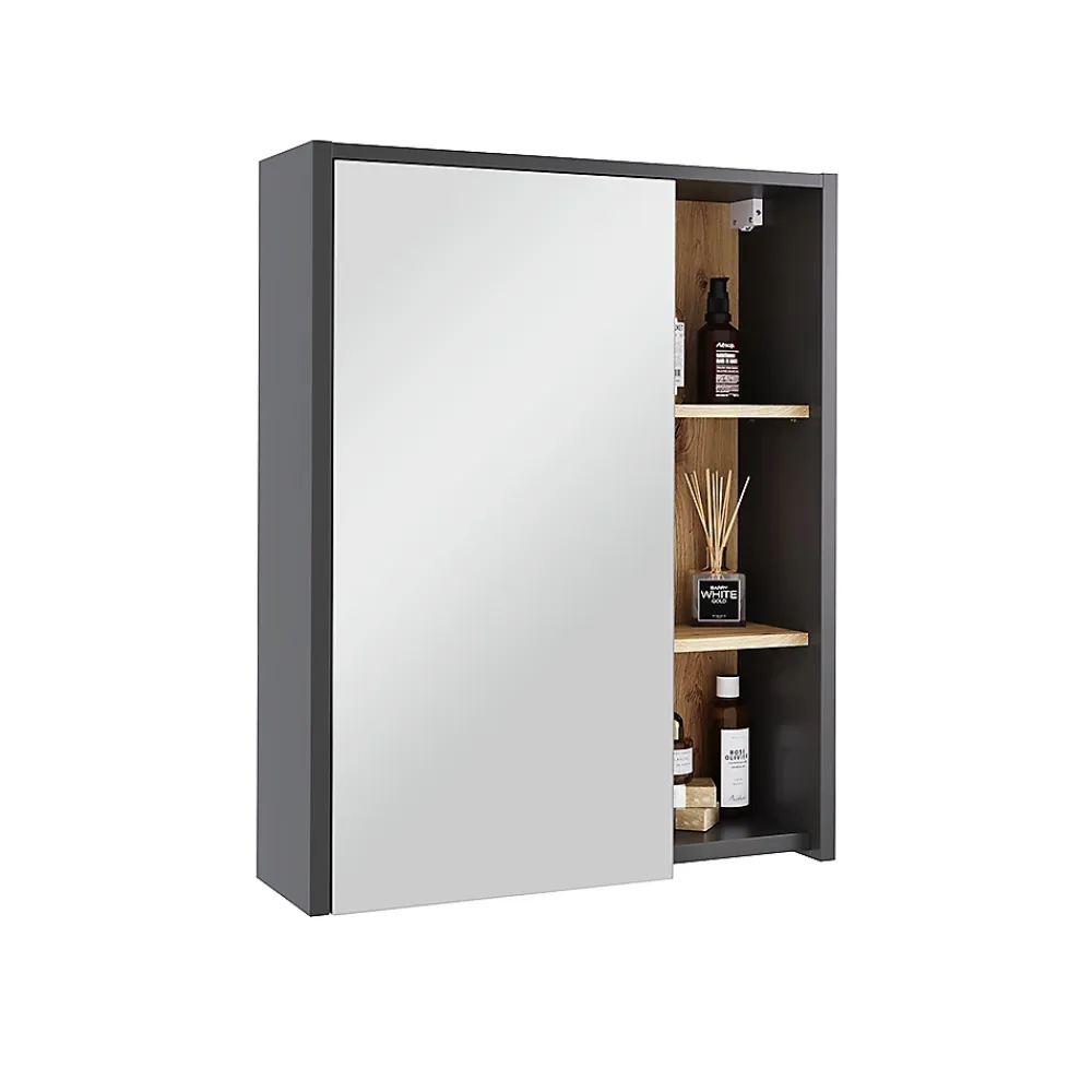 Vicco Armoire de toilette Gris/Artisan 60x75cm avec des étagères ouvertes