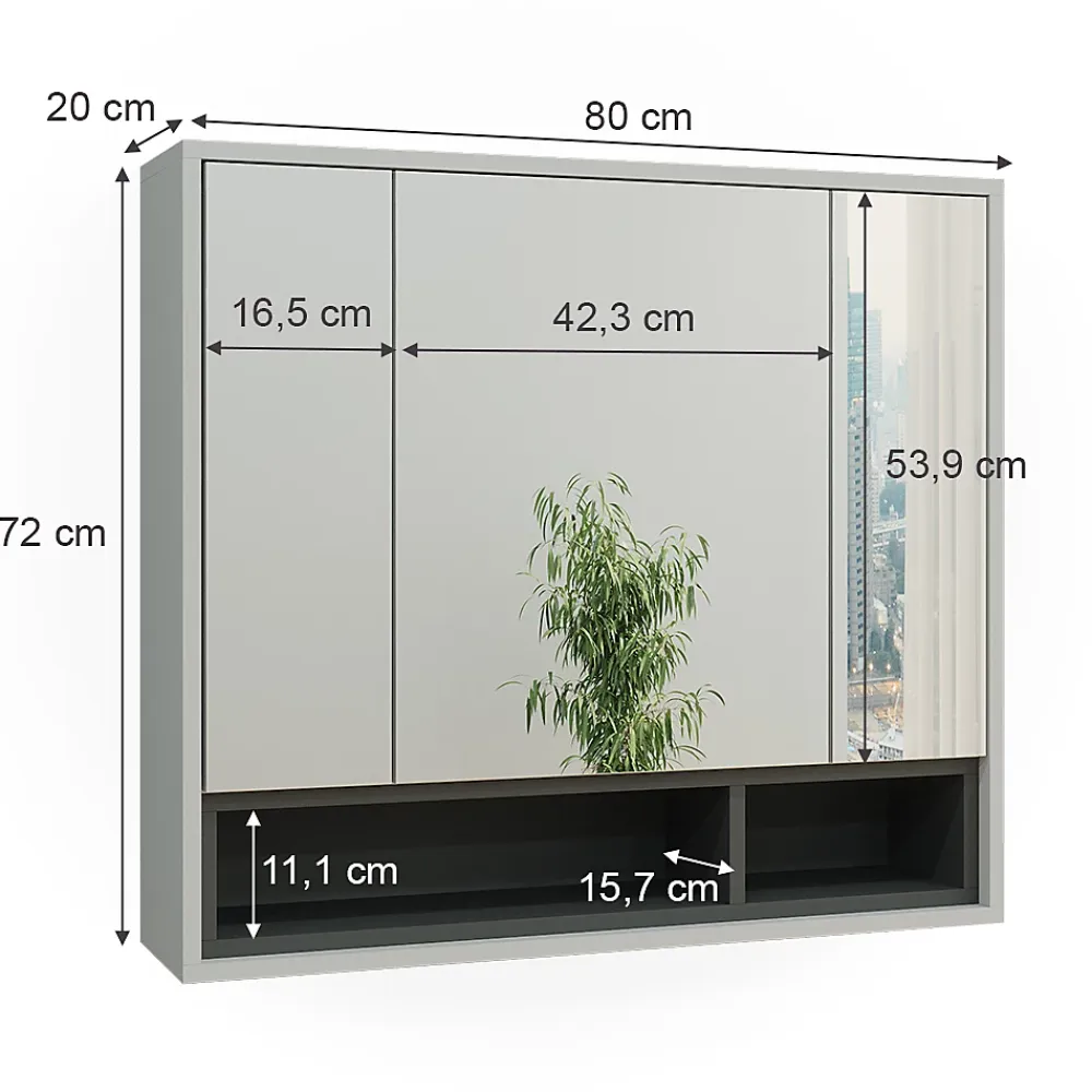 Vicco Armoire de toilette Gris/Anthracite 80x72cm