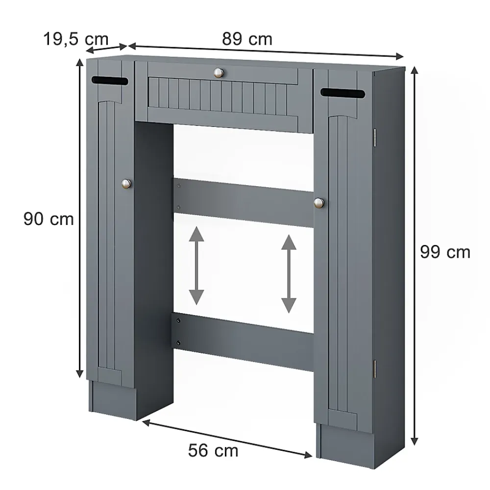 Meuble Wc|Vicco Armoire de toilette Gris 89x99cm avec 2 distributeurs de papier toilette