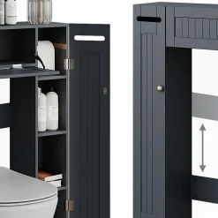 Meuble Wc|Vicco Armoire de toilette Gris 89x99cm avec 2 distributeurs de papier toilette