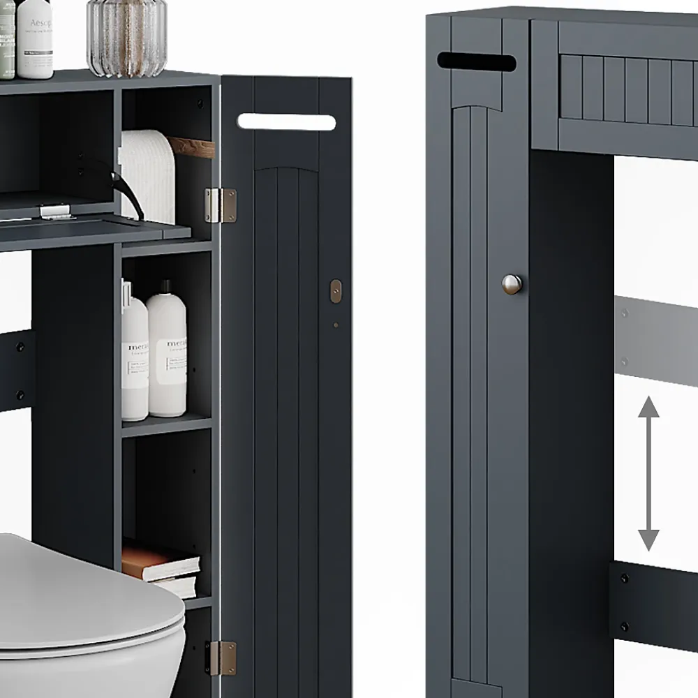 Meuble Wc|Vicco Armoire de toilette Gris 89x99cm avec 2 distributeurs de papier toilette