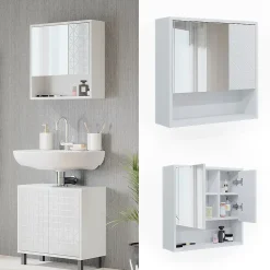 Armoire De Toilette|Vicco Armoire de toilette Blanc 54x53cm