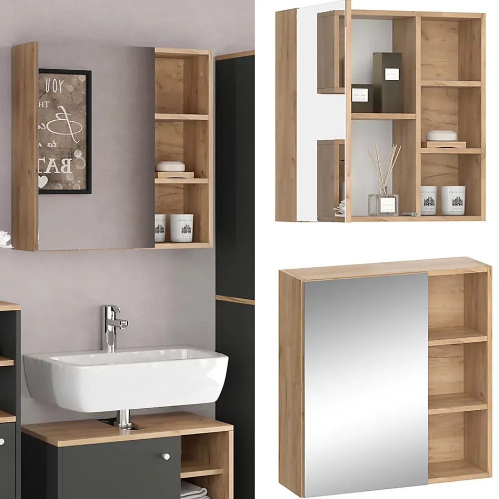 Armoire De Toilette|Vicco Armoire de toilette Anthracite 62x64cm