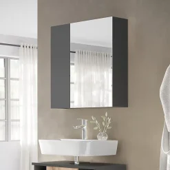 Vicco Armoire de toilette Anthracite 60x59.2cm Avec étagères et 1 porte miroir
