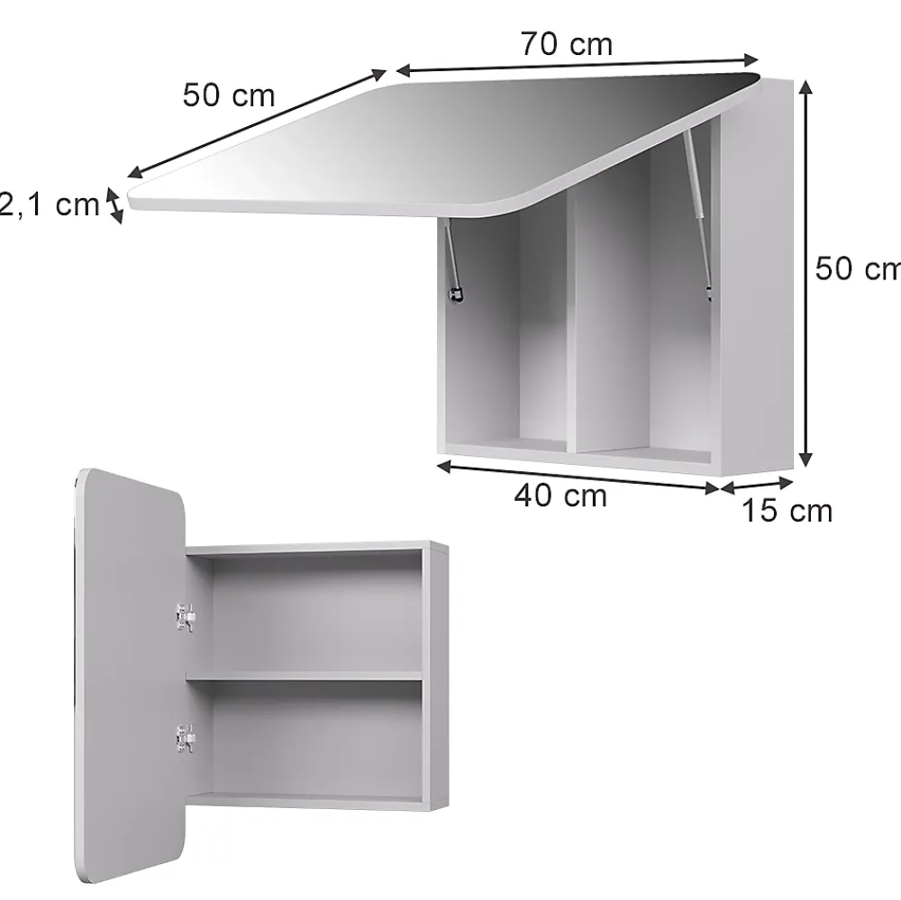Armoire De Toilette|Vicco Armoire de toilette Blanc 70x50cm avec des étagères
