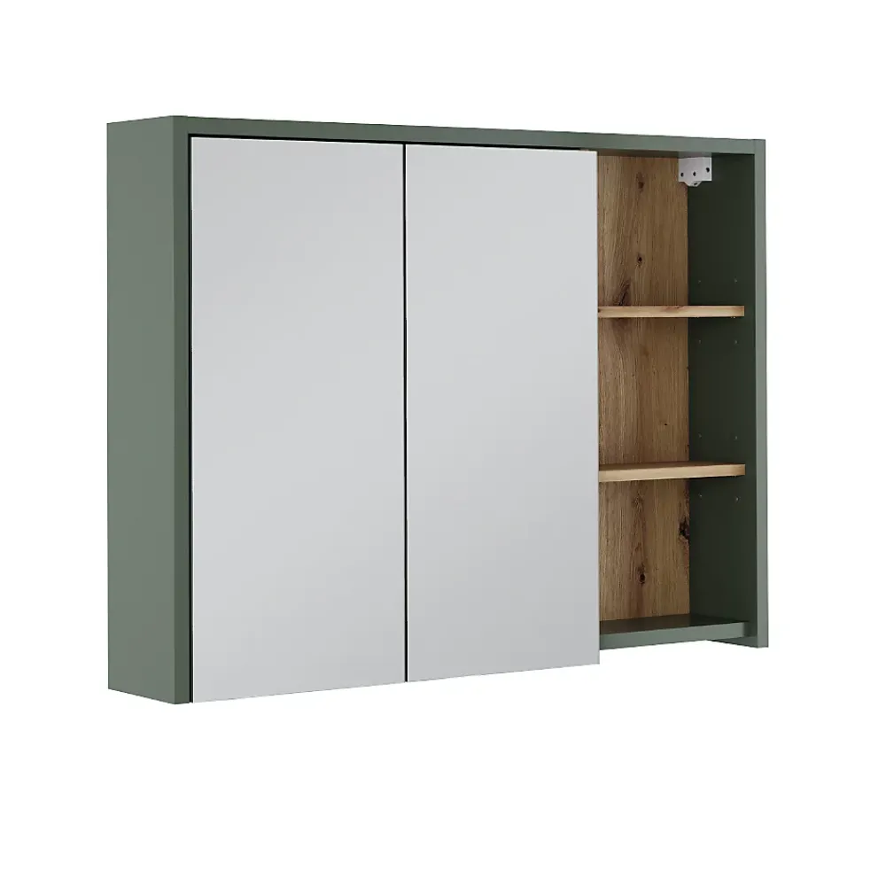 Vicco Armoire de toilette Vert/Artisan 100x75cm avec des étagères ouvertes