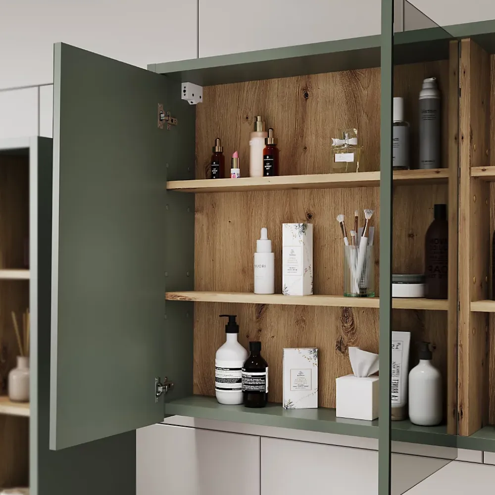 Vicco Armoire de toilette Vert/Artisan 100x75cm avec des étagères ouvertes