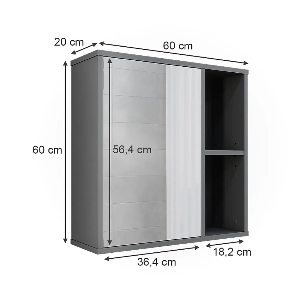 Armoire De Toilette|Vicco Armoire de toilette Anthracite 60x60cm