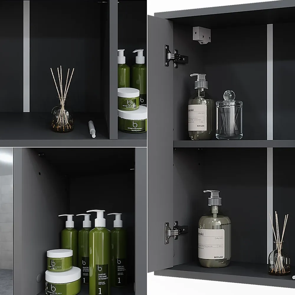 Armoire De Toilette|Vicco Armoire de toilette Anthracite 60x60cm
