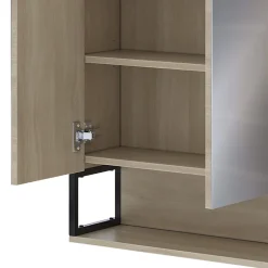 Armoire De Toilette|Vicco Armoire de toilette Chêne/noir 80x71.5cm avec lumière LED