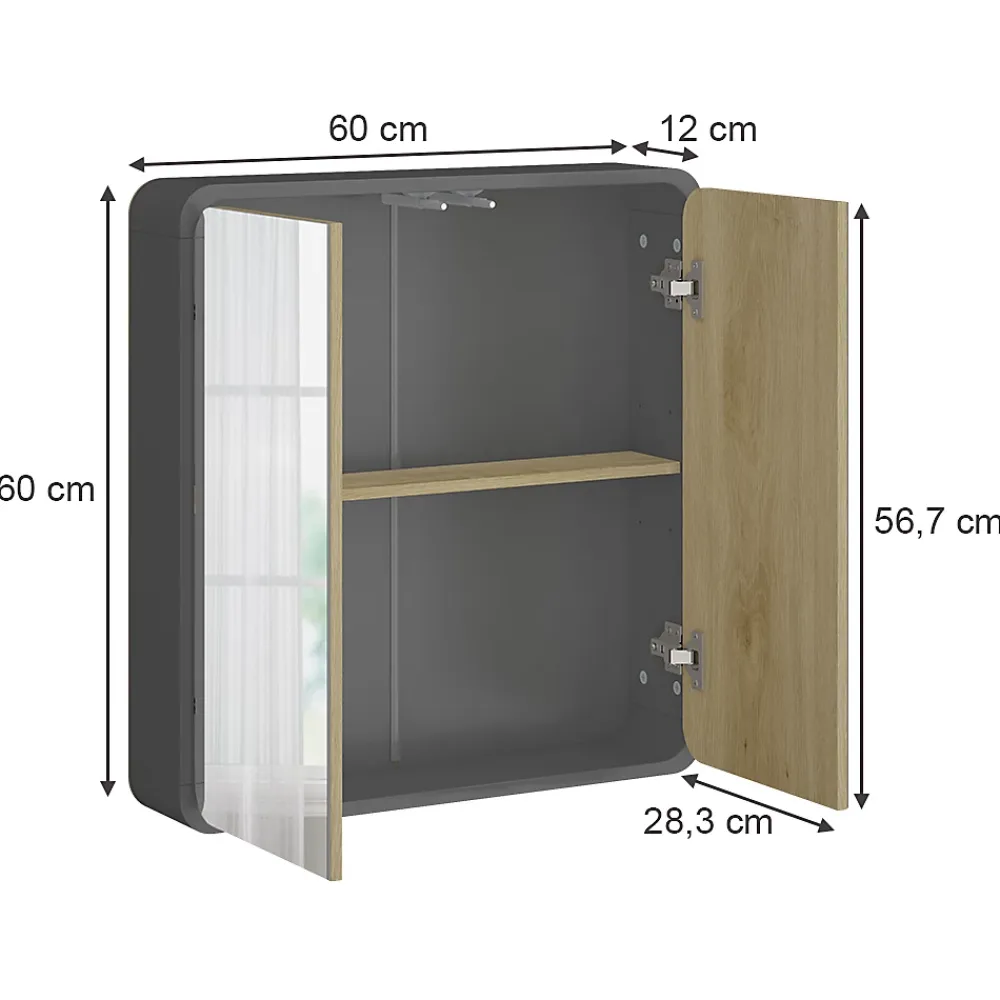 Vicco armoire de toilette Anthracite 60x60cm