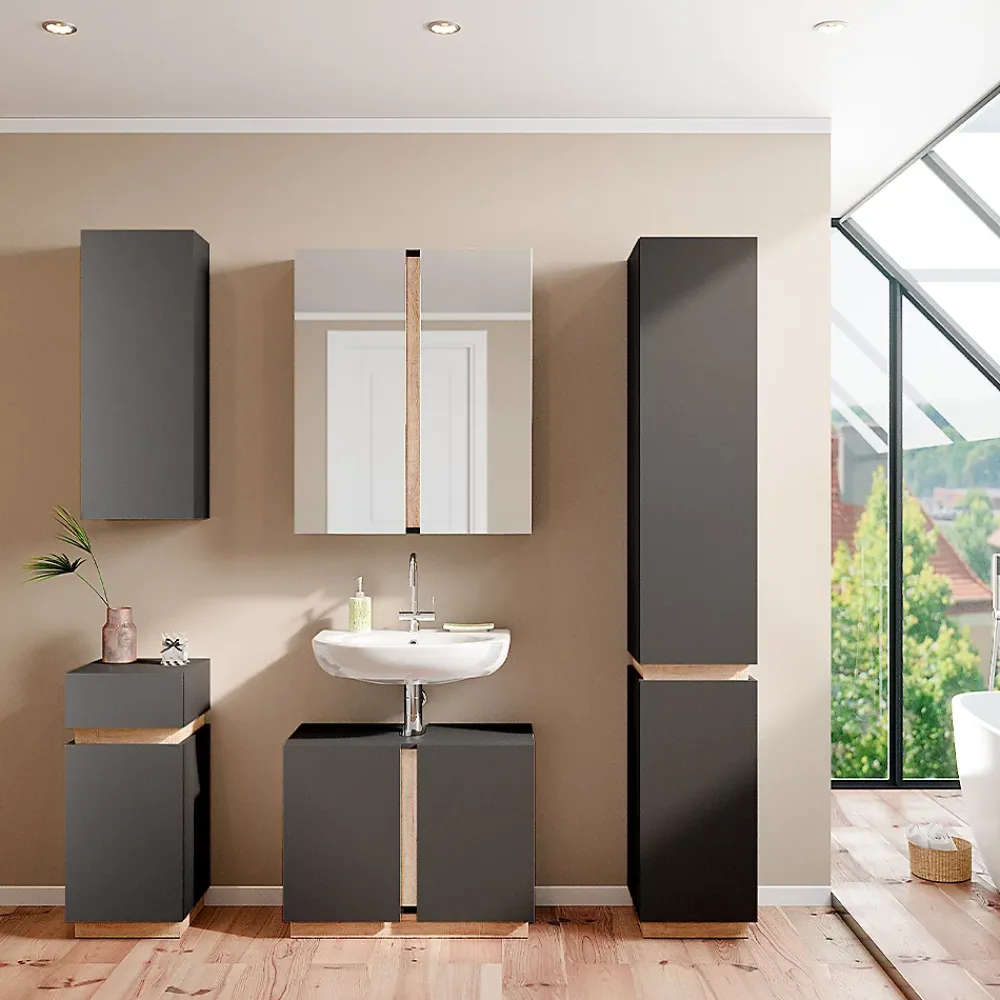 Vicco Armoire de toilette Anthracite 70.4x84cm avec 2 portes