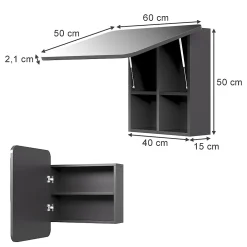 Armoire De Toilette|Vicco Armoire de toilette Anthracite 60x50cm avec des étagères