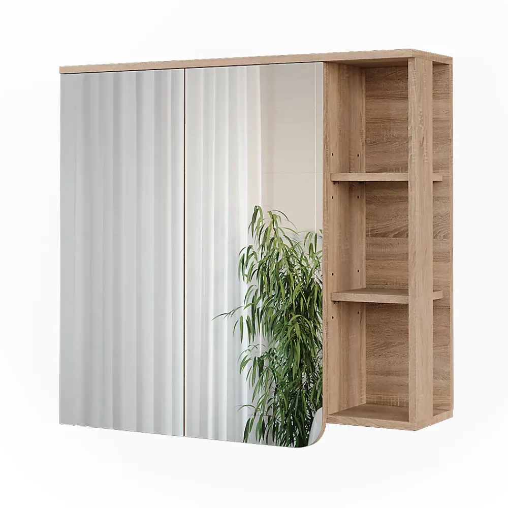 Armoire De Toilette|Vicco Armoire de toilette Sonoma/Bleu 80x75cm avec miroir