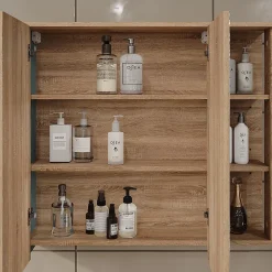 Armoire De Toilette|Vicco Armoire de toilette Sonoma/Bleu 80x75cm avec miroir