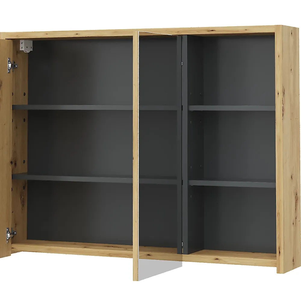 Armoire De Toilette|Vicco Armoire de toilette Chêne/Anthracite 100x75cm