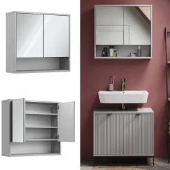 Vicco Armoire de toilette Gris 70x65cm avec 2 portes