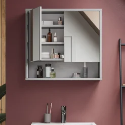 Vicco Armoire de toilette Gris 70x65cm avec 2 portes