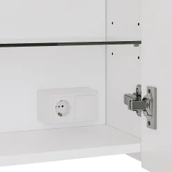 Vicco Armoire de toilette Blanc 100x60cm avec 3 portes et éclairage LED