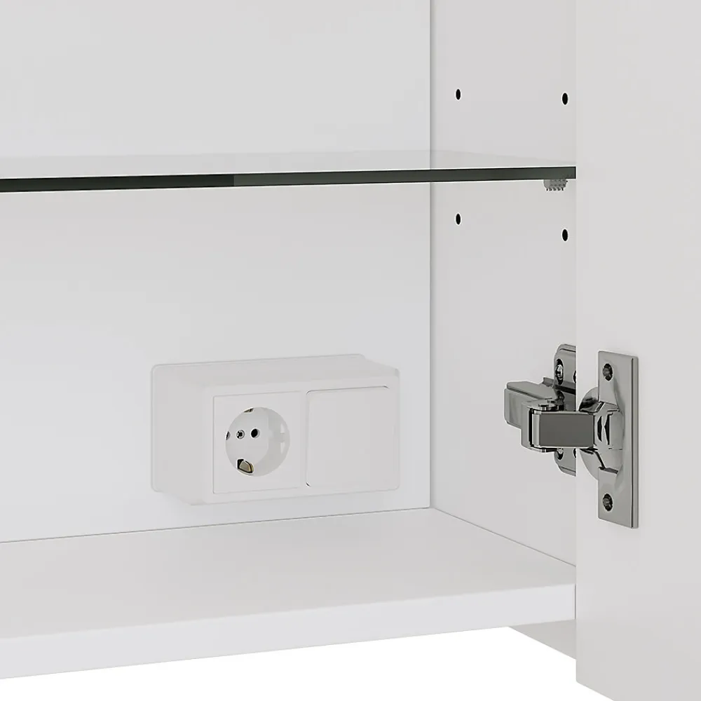 Vicco Armoire de toilette Blanc 100x60cm avec 3 portes et éclairage LED