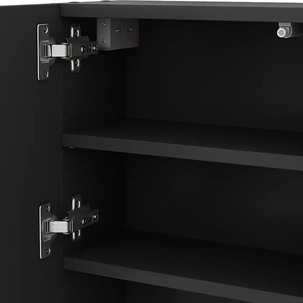 Armoire De Toilette|Vicco Armoire de toilette Noir 54x55cm avec porte et compartiments ouverts