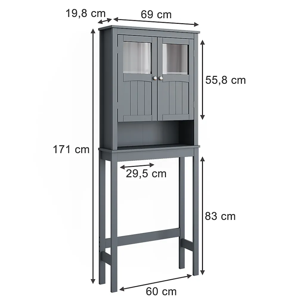 Meuble Wc|Vicco Armoire de toilette Gris 69x171cm